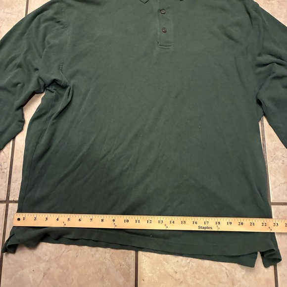 Jos A Bank Traveler's Collection Long Sleeve Polo Shirt Green Cotton Men's XXL - Picture 5 of 6